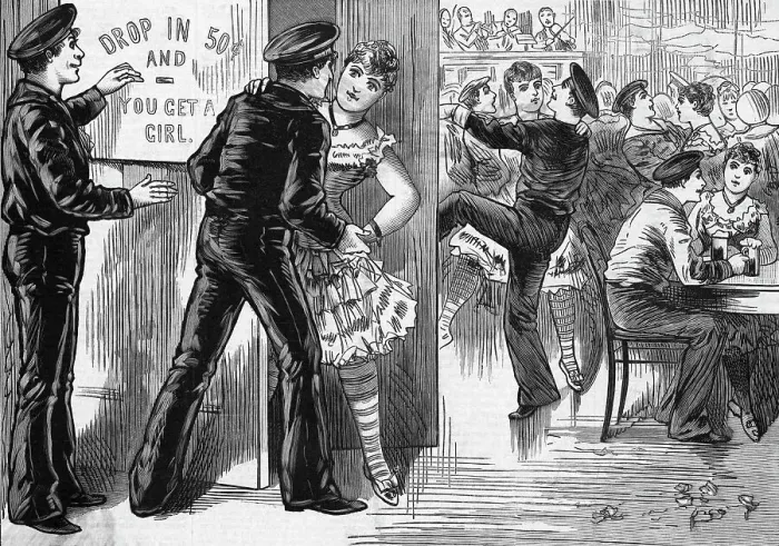 Framed Print : Illustration / Dancehall;Sailors Buy Dance Framed Print : Illustration / Dancehall;Sailors Buy Dance