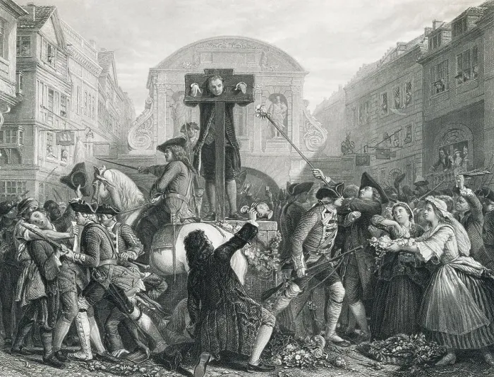 Framed Print : Illustration of Daniel DeFoe in the Pillory