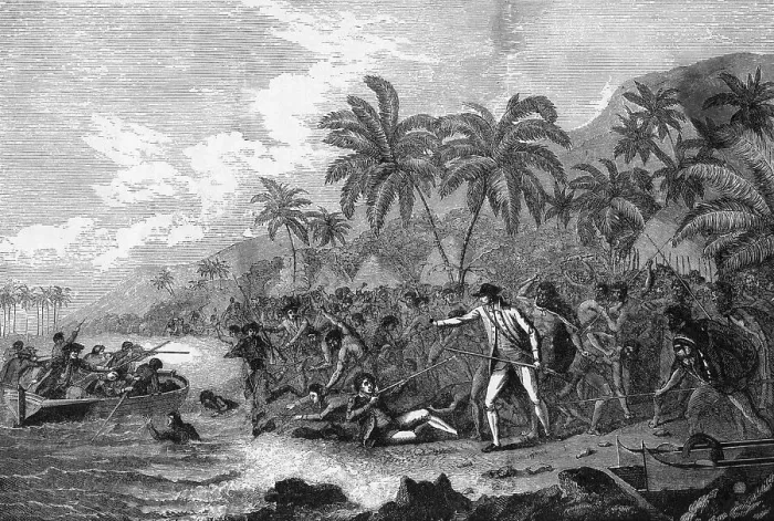 Framed Print : Illustration of the Death of Captain James Cook Framed Print : Illustration of the Death of Captain James Cook