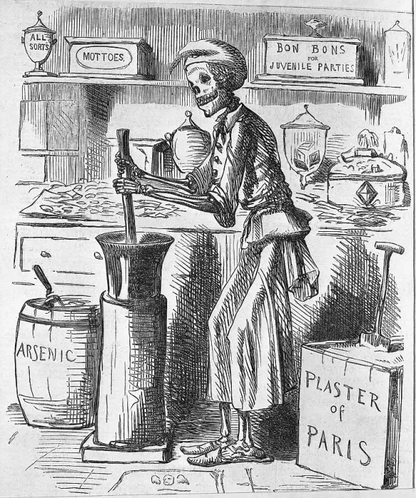 Framed Print : Illustration of Death Making Poison Candy Framed Print : Illustration of Death Making Poison Candy