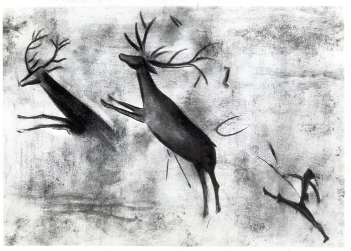 Framed Print : Illustration Of Deer Chase Framed Print : Illustration Of Deer Chase
