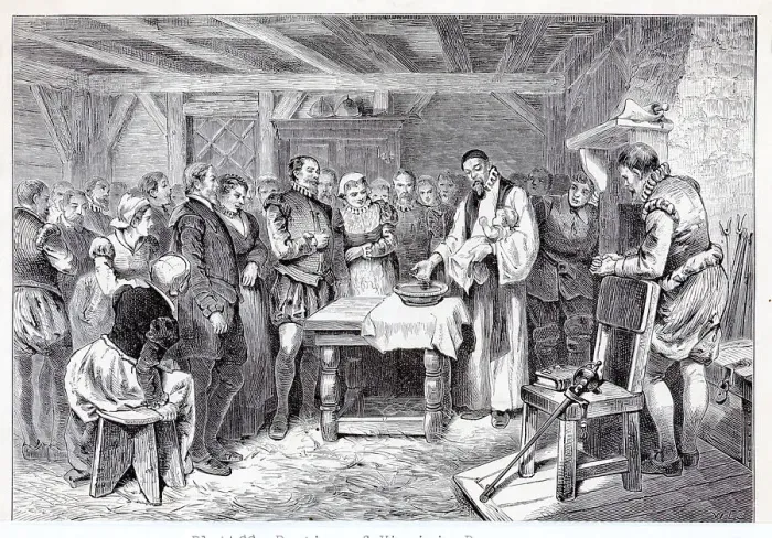 Framed Print : Illustration Depicting the Baptism of Virginia Dare Framed Print : Illustration Depicting the Baptism of Virginia Dare