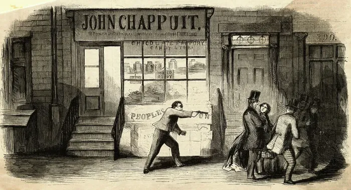 Framed Print : Illustration Depicting a Barkeeper Shooting Isaac E. Smith