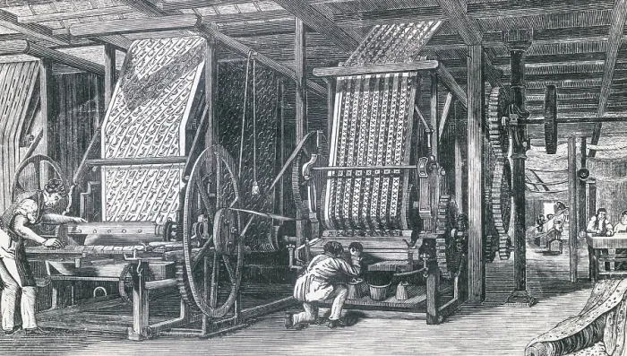 Framed Print : Illustration Depicting Calico Printing at a Factory Framed Print : Illustration Depicting Calico Printing at a Factory