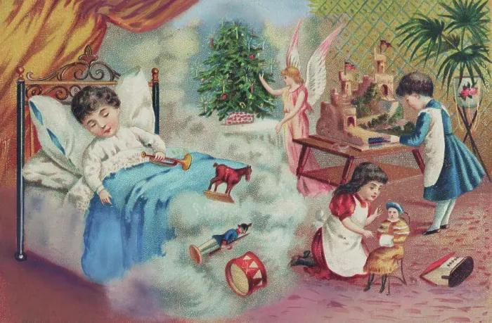 Framed Print : Illustration Depicting Child Dreaming of Christmas Framed Print : Illustration Depicting Child Dreaming of Christmas