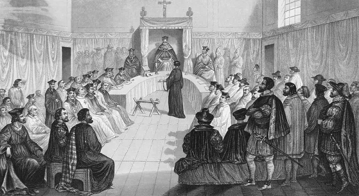 Framed Print : Illustration Depicting Inquisition Council Framed Print : Illustration Depicting Inquisition Council