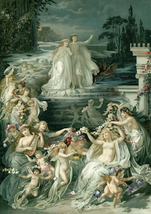 Framed Print : Illustration Depicting Lysander, Hermia and Fairies from A Midsummer Night's Dream Framed Print : Illustration Depicting Lysander, Hermia and Fairies from A Midsummer Night's Dream