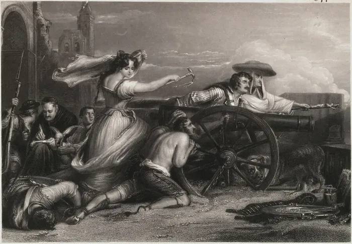 Framed Print : Illustration Depicting Maid of Saragossa During Siege Framed Print : Illustration Depicting Maid of Saragossa During Siege