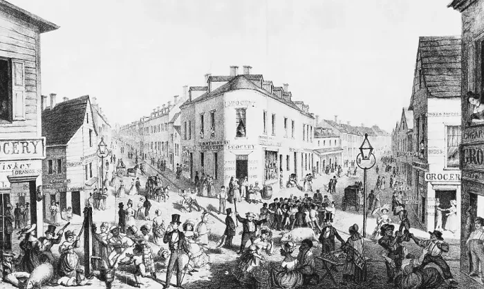 Framed Print : Illustration Depicting Five Points in Lower Manhattan Framed Print : Illustration Depicting Five Points in Lower Manhattan