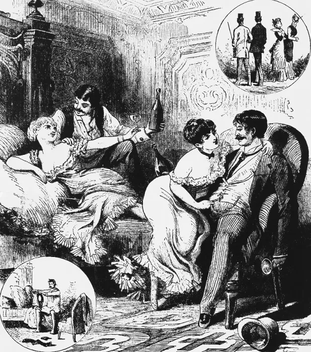 Framed Print : Illustration Depicting Prostitutes Cavorting with Swells Framed Print : Illustration Depicting Prostitutes Cavorting with Swells