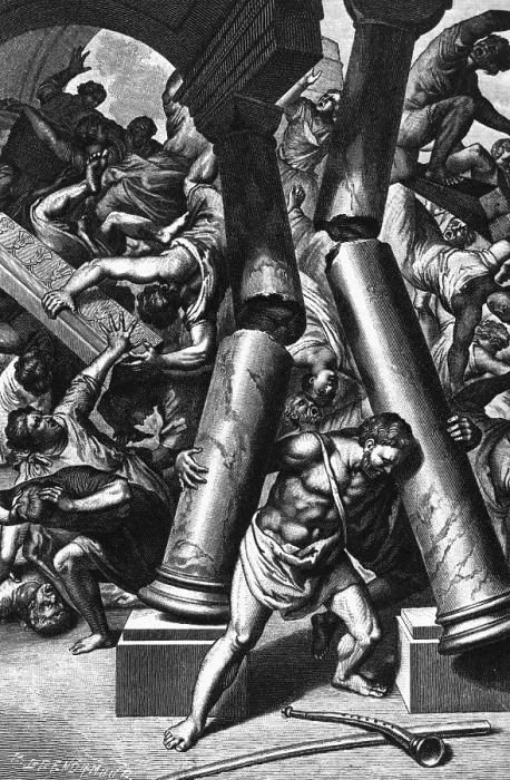 Framed Print : Illustration Depicting Samson Destroying Temple
