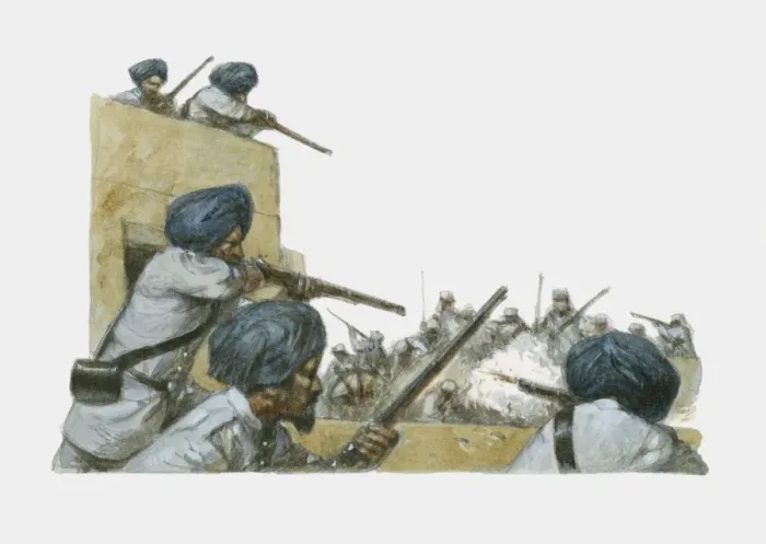 Framed Print : Illustration depicting sepoy firing on British soldiers during Indian Rebellion of 1857 Framed Print : Illustration depicting sepoy firing on British soldiers during Indian Rebellion of 1857