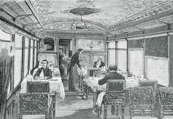 Framed Print : Illustration of a Dining Car on the Orient Express Framed Print : Illustration of a Dining Car on the Orient Express