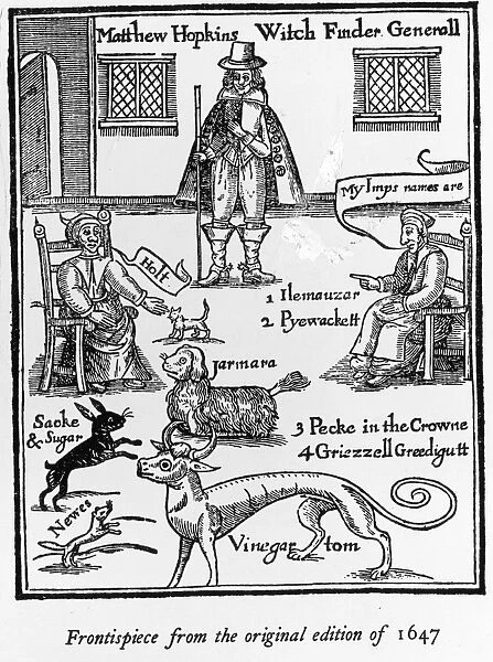 Witch. Illustration of The Discovery of Witches, circa 1647