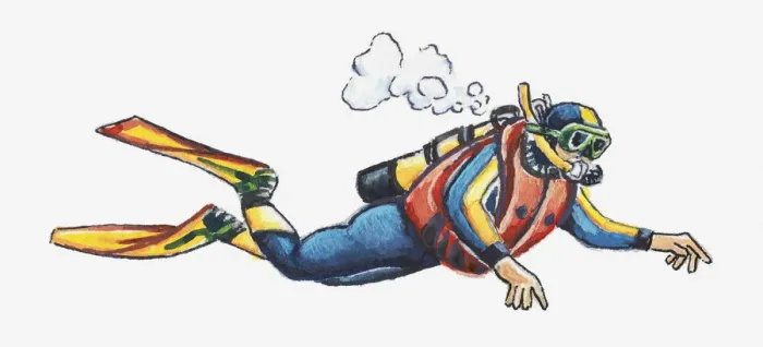 Framed Print : Illustration of a diver Framed Print : Illustration of a diver