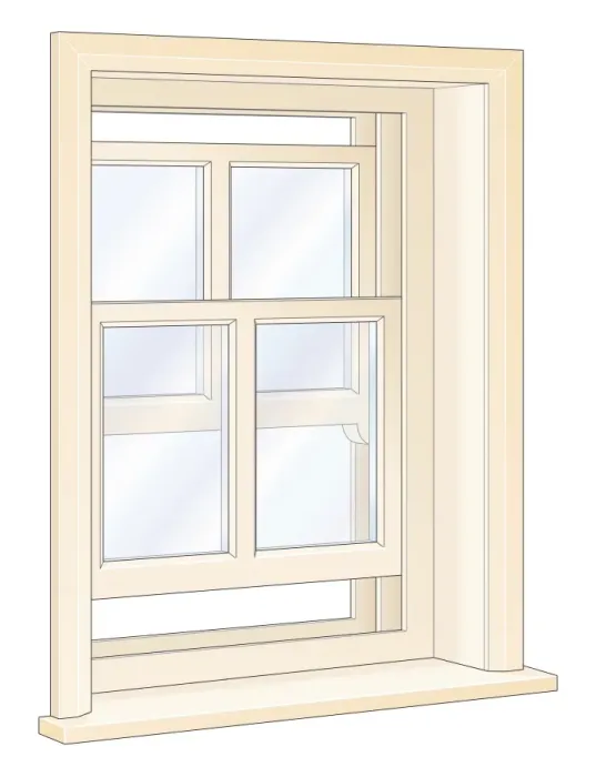 Framed Print : Illustration double hung sash window Framed Print : Illustration double hung sash window