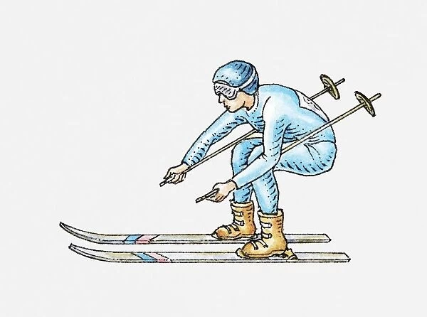 Illustration of downhill skier