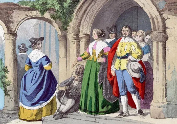Framed Print : Illustration of Dress of the Commonalty in 1630 Framed Print : Illustration of Dress of the Commonalty in 1630