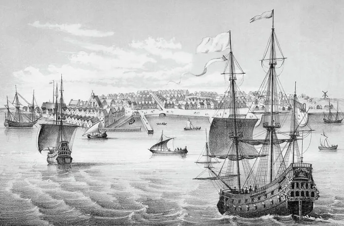 Framed Print : Illustration of Early New York as New Amsterdam Framed Print : Illustration of Early New York as New Amsterdam