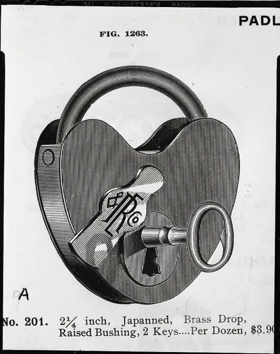 Framed Print : Illustration Of Early Padlock & Key