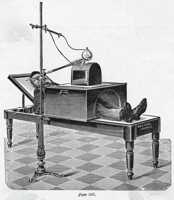 Framed Print : Illustration of an Early X-Ray Machine