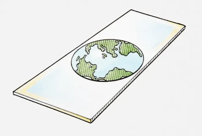 Framed Print : Illustration of the Earth as a flat shape