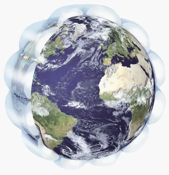 Framed Print : Illustration of the Earth with surrounding troposphere Framed Print : Illustration of the Earth with surrounding troposphere