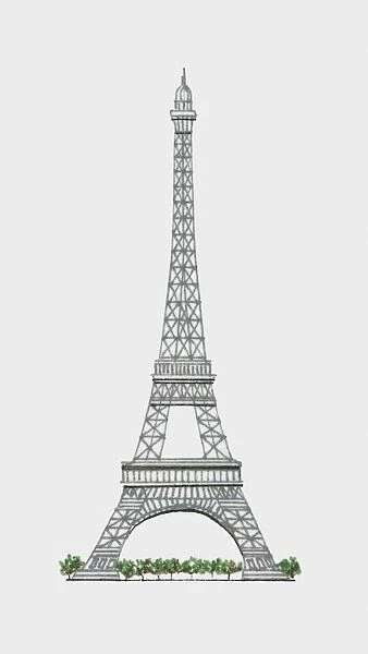 Illustration of Eiffel Tower in Paris, France