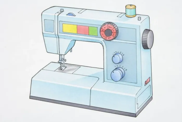 Framed Print : Illustration, electric sewing machine Framed Print : Illustration, electric sewing machine