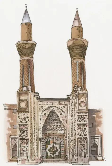 Framed Print : Illustration of entrance to Gok Medrese, Sivas Framed Print : Illustration of entrance to Gok Medrese, Sivas