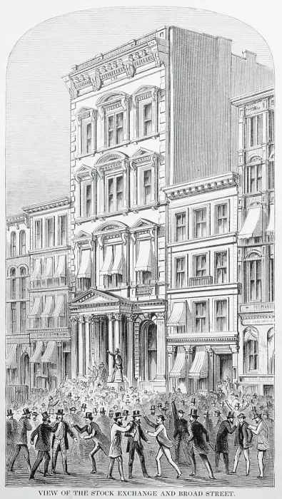 Framed Print : Illustration of the Exterior of Early New York Stock Exchange Building