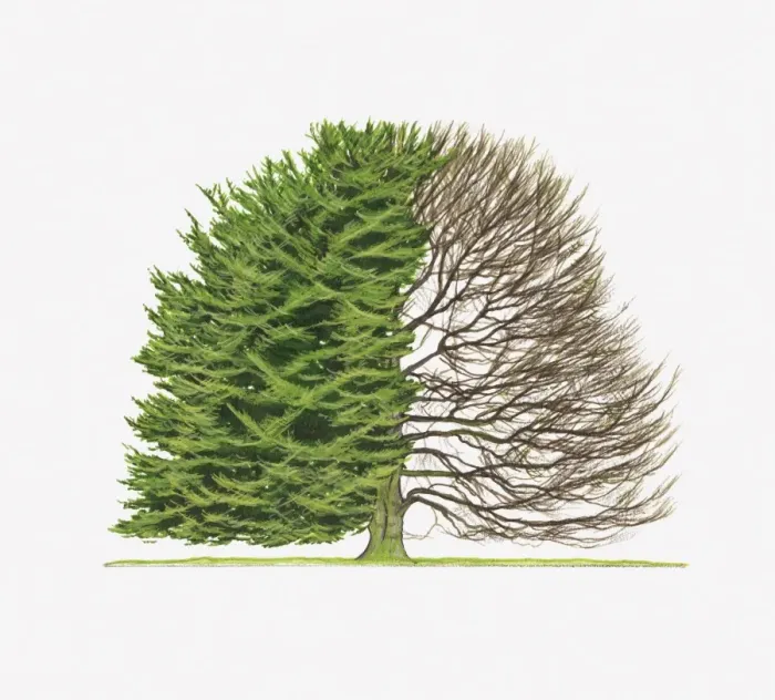 Framed Print : Illustration of Fagus sylvatica Aspleniifolia (Fern-leaved Beech) showing shape of tree with and without leaves Framed Print : Illustration of Fagus sylvatica Aspleniifolia (Fern-leaved Beech) showing shape of tree with and without leaves