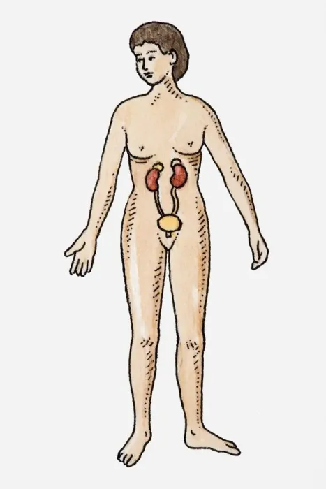 Framed Print : Illustration of female urinary system Framed Print : Illustration of female urinary system