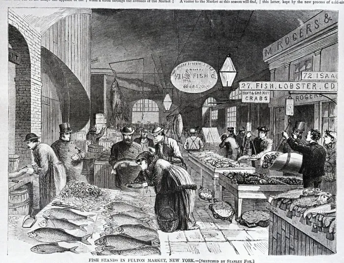 Framed Print : Illustration Of Fish Market Framed Print : Illustration Of Fish Market