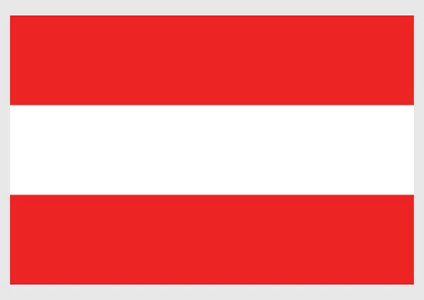 Illustration of flag of Austria, with three equal horizontal bands of red (top), white, and red