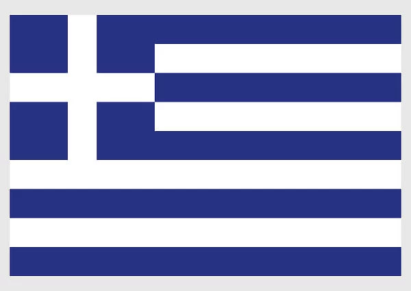 Illustration of flag of Greece, nine equal horizontal bands of blue and white, with white cross in blue canton near hoist