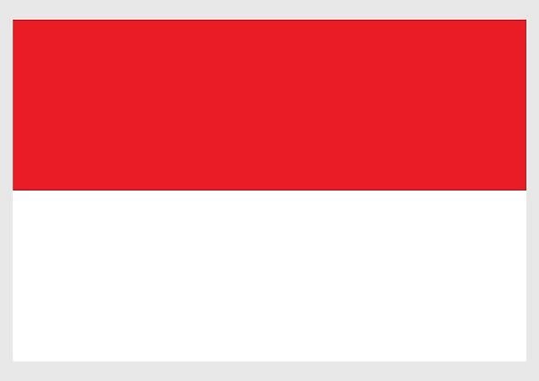 Illustration of flag of Indonesia, with two equal horizontal bands of red and white