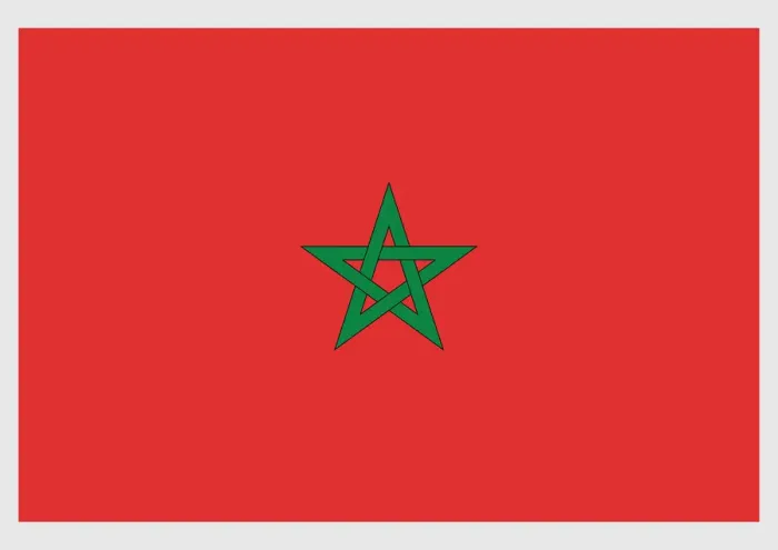 Framed Print : Illustration of flag of Morocco with black-bordered green interwoven star on red field Framed Print : Illustration of flag of Morocco with black-bordered green interwoven star on red field