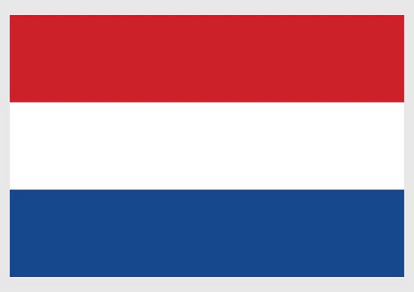 Illustration of flag of the Netherlands, a horizontal tricolor of red, white, and blue