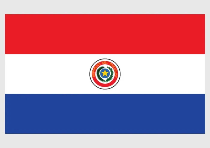 Framed Print : Illustration of flag of Paraguay, with three equal, horizontal red, white, and blue bands, national coat of arms of Paraguay, and five-pointed gold in centre Framed Print : Illustration of flag of Paraguay, with three equal, horizontal red, white, and blue bands, national coat of arms of Paraguay, and five-pointed gold in centre