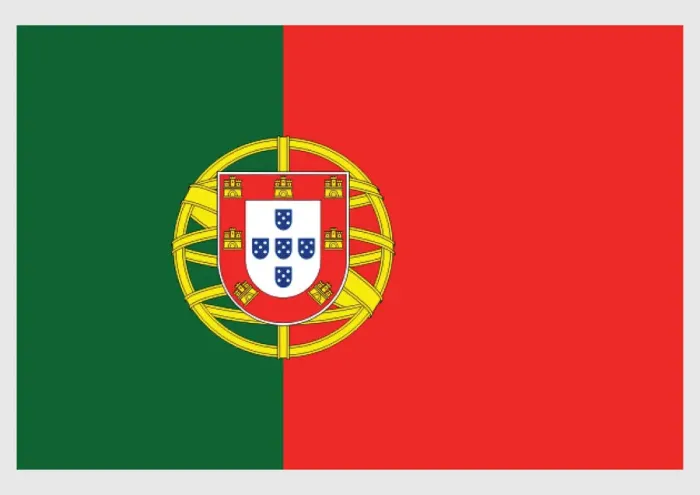 Framed Print : Illustration of flag of Portugal, a vertically striped bicolor with unequally divided green and red field, and national coat of arms at centre