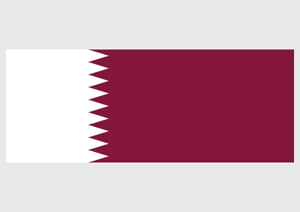 Illustration of flag of Qatar, purple with white, nine-point serrated line on hoist side