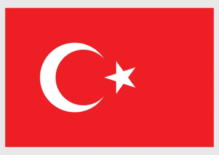 Framed Print : Illustration of flag of Turkey, with white crescent moon and five-pointed star on red field