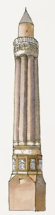 Framed Print : Illustration of fluted minaret, Yivli Minare Mosque, Antalya