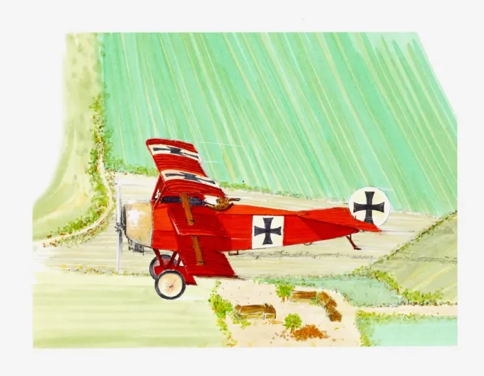 Framed Print : Illustration of Fokker triplane Red Baron, 1st World War Framed Print : Illustration of Fokker triplane Red Baron, 1st World War