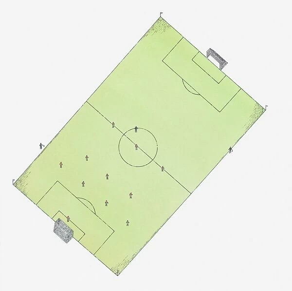 Illustration of football pitch, view from above