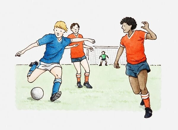 Illustration of footballers playing