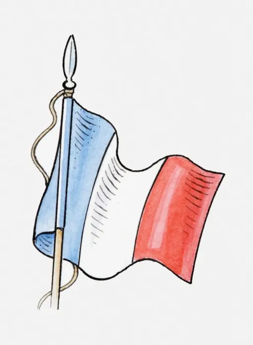 Framed Print : Illustration of French flag on mast Framed Print : Illustration of French flag on mast