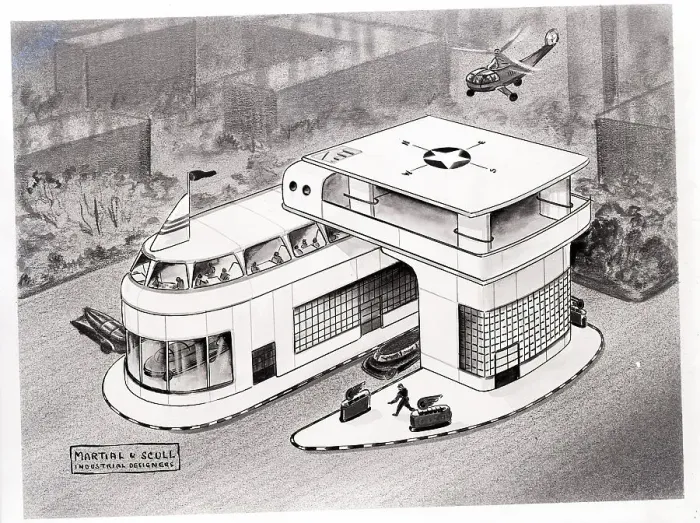 Framed Print : Illustration of Futuristic Gas Station Framed Print : Illustration of Futuristic Gas Station