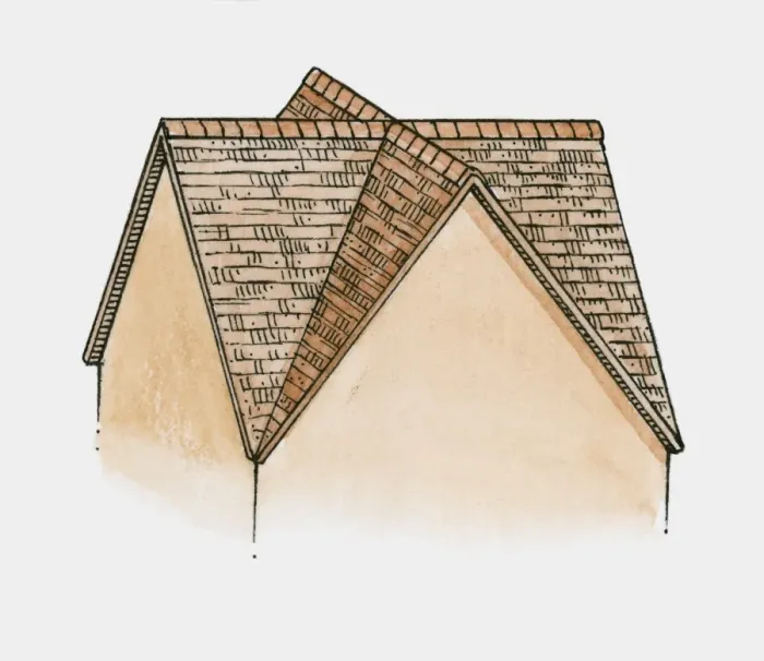 Framed Print : Illustration of gable and valley roof Framed Print : Illustration of gable and valley roof